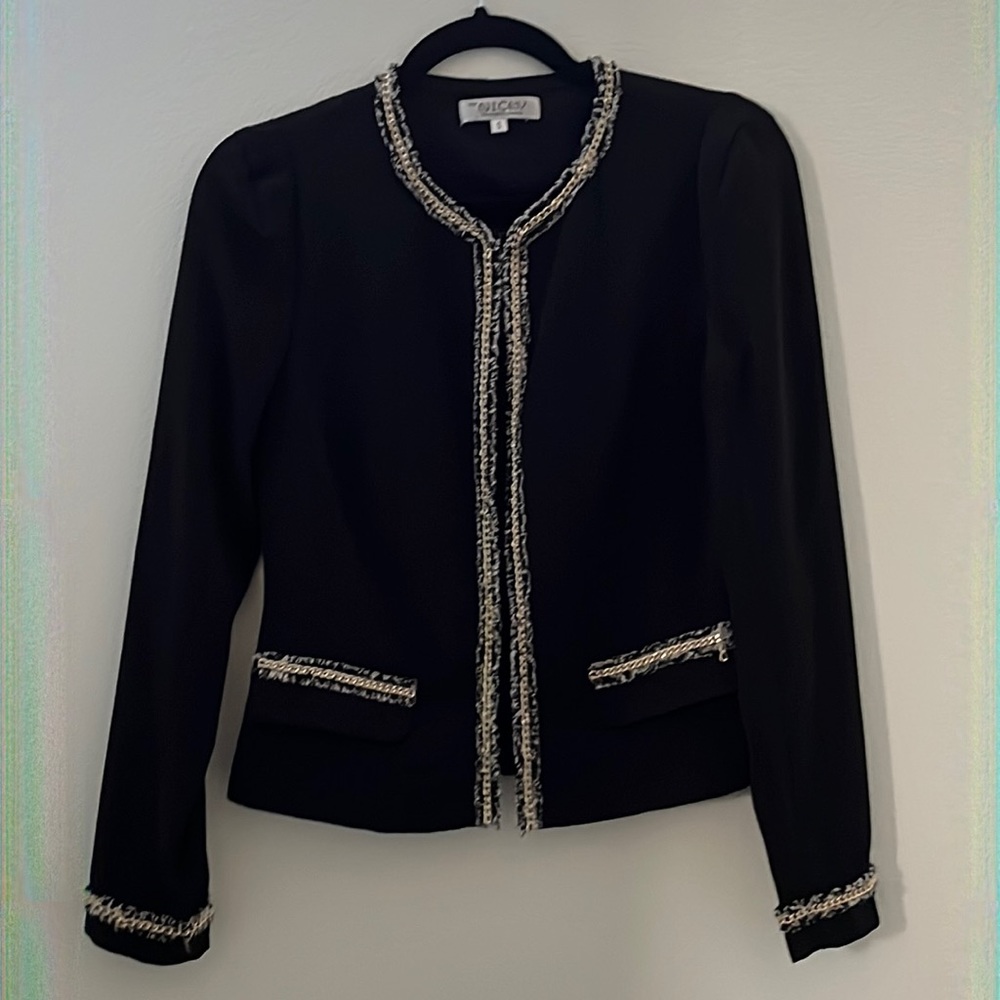 Gold chain trimmed black blazer